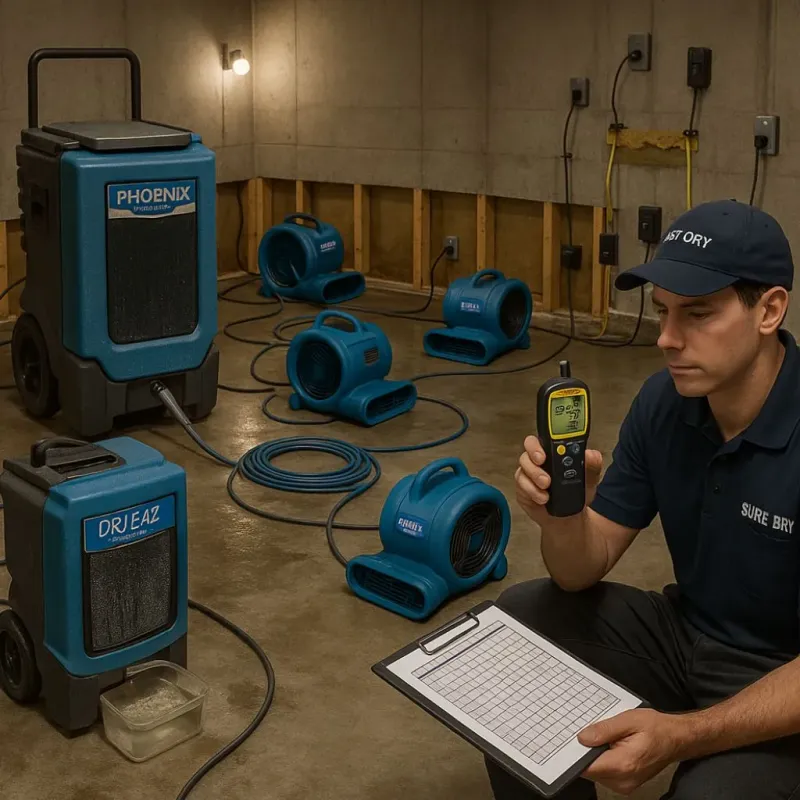 Structural Drying and Dehumidification process in Ridgemark, CA